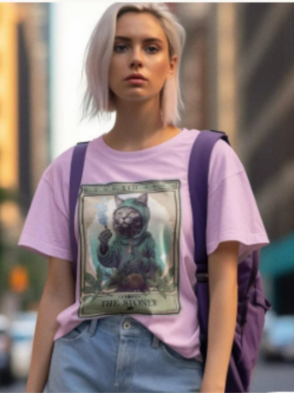 The Stoner Tarot Card T-Shirt | Cannabis Graphic Tee | Cat Lover 420 Shirt | Uni